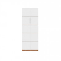 Manhattan Comfort 19LC1 Cornelia Tall Bookcase with 10 Shelves in White/Nature